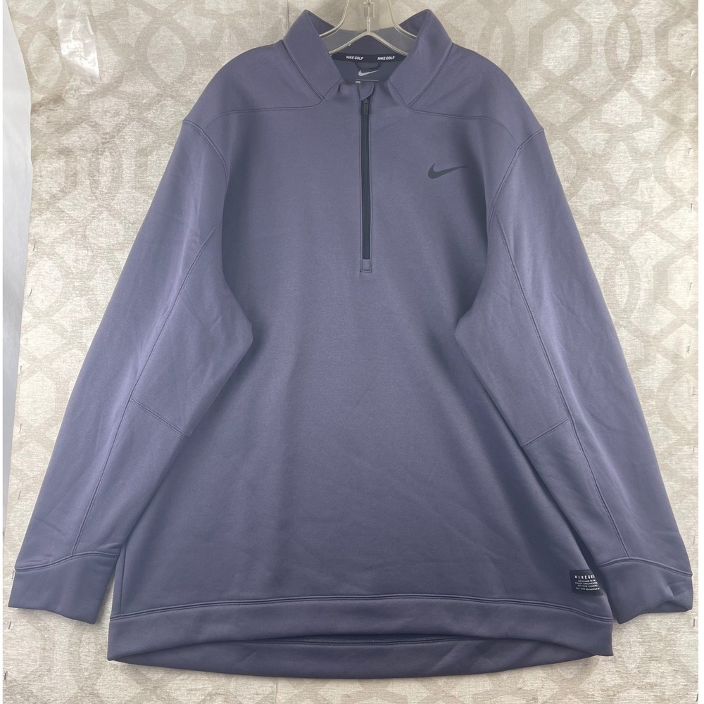 Nike Golf Mens‎ XXL Quarter Zip Pullover Grey Blue Fleece Sweatshirt 932350-015